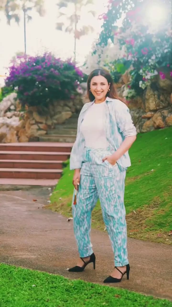 Garden styling reel: a printed co-ord suit and a white summer dress